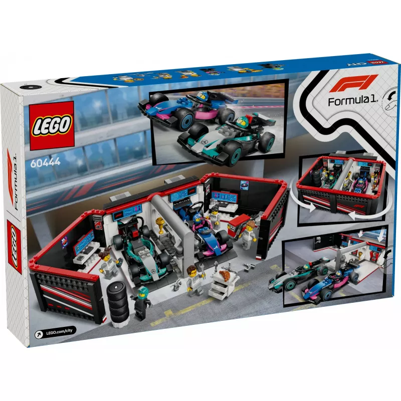 LEGO CITY 60444 F1 garažas su Mercedes-AMG ir Alpine automobiliais