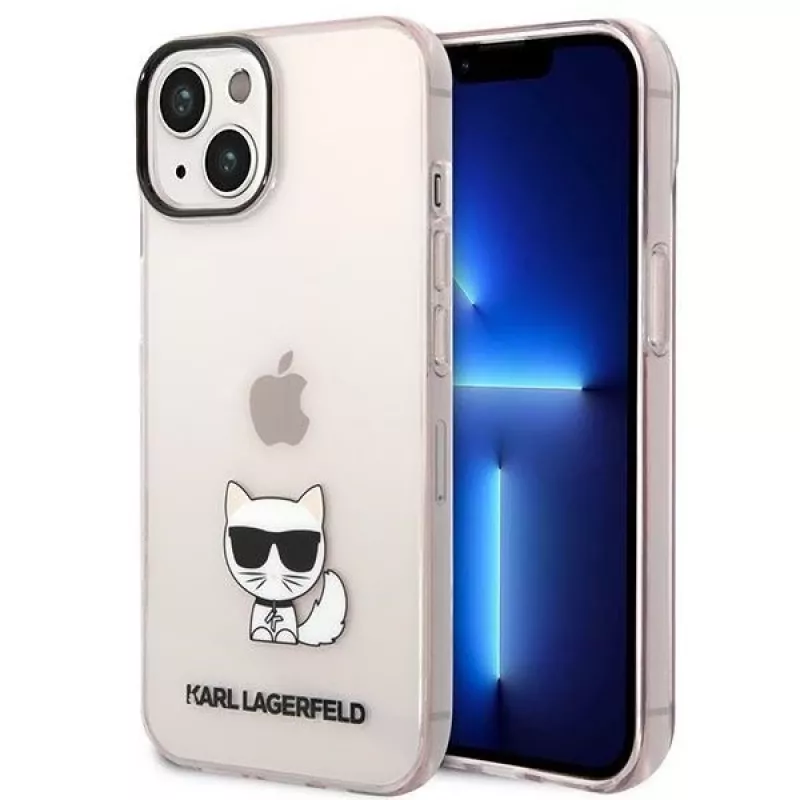 Karl Lagerfeld KLHCP14MCTRI Iphone 14 Plus / 15 Plus 6.7 Kietas dėklas Rožinis / Rožinis skaidrus Choupette Body