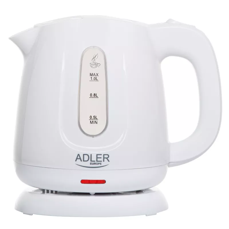 Elektrinis virdulys Adler AD 1373 — 1 L talpa, 850 W, baltas, 360° pagrindas, polipropilenas