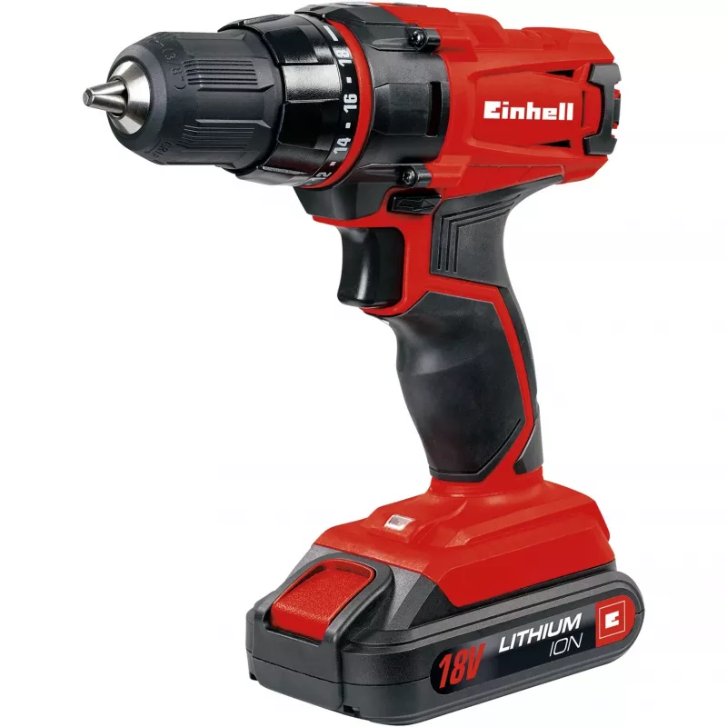 Pistol grip tipo grąžtas Einhell TC-CD 18-2 Li, begriovėlis griebtuvas, 1,5 Ah baterija