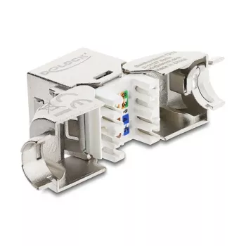 DeLOCK Keystone modulis RJ45 lizdas į LSA Cat.6A metalinis fiksatorius be įrankių 90° kampinis ekranuotas