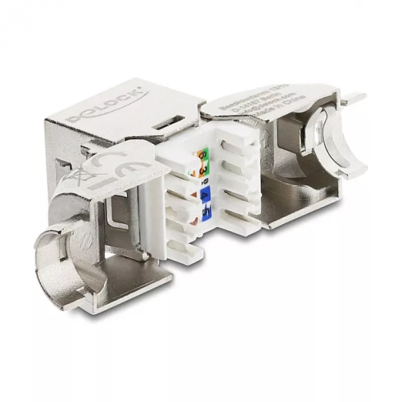 DeLOCK Keystone modulis RJ45 lizdas į LSA Cat.6A metalinis fiksatorius be įrankių 90° kampinis ekranuotas