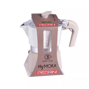 Moka pot Pedrini 02CF168 — aliuminis kavos virimo ant viryklės aparatas, 3 puodelių talpa
