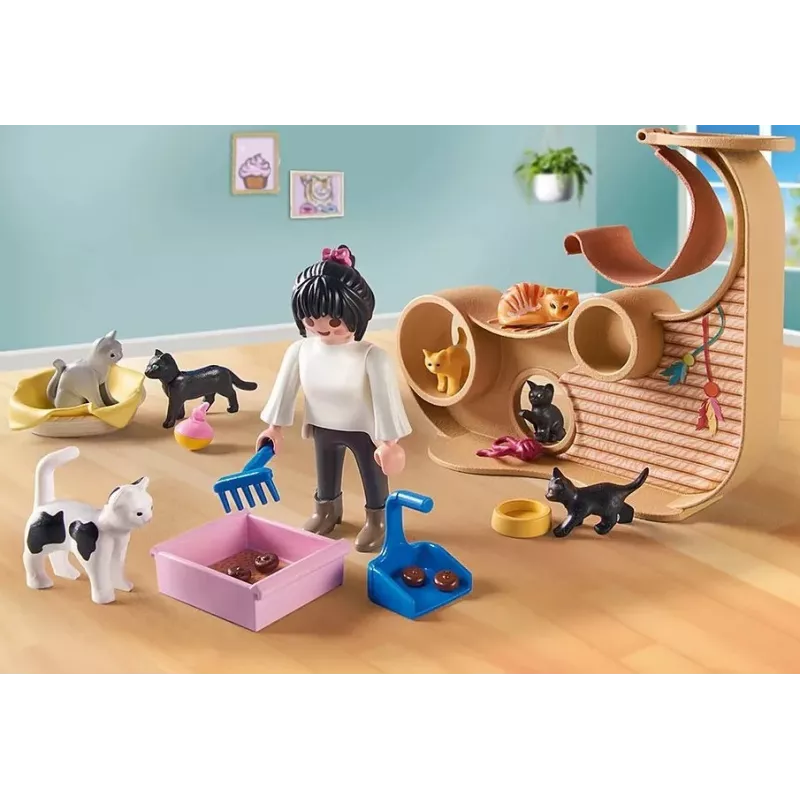 Žaidimų rinkinys PLAYMOBIL My Life 71744 Kačių kavinė su figūrėlėmis, žaidimų rinkinys vaikams