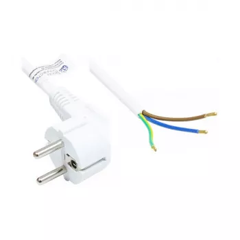 Netzkabel Schutzkontakt-Stecker Typ E+F (CEE 7/7, gewinkelt) an abisolierte Enden, weiß, 0,75 mm², 2 m, Good Connections® (P0185-W020)