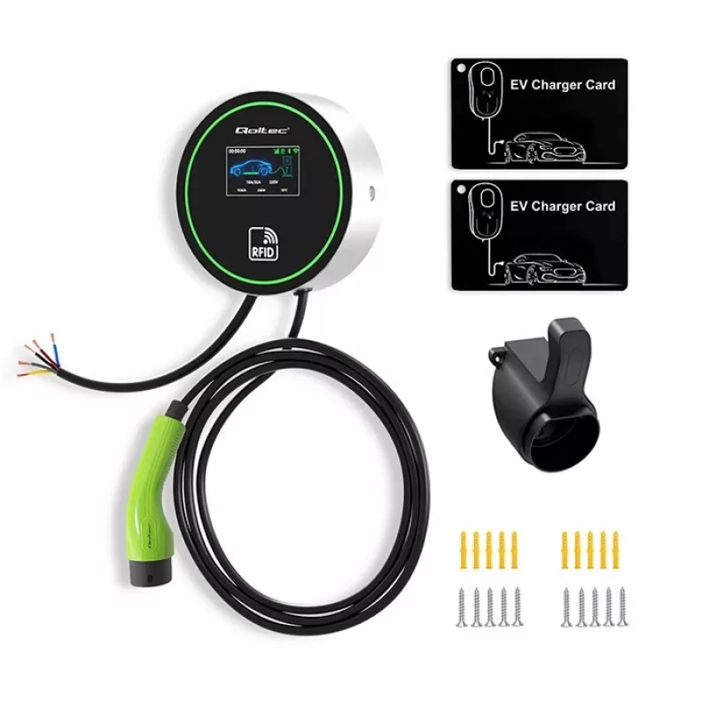 EV įkrovimo stotelė QOLTEC 52432 Type2 22 kW WiFi su LCD ekranu