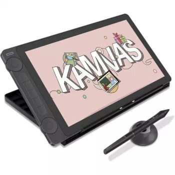Grafikos planšetė HUION Kamvas 13 — 13,3 colių IPS 1920×1080, 16384 slėgio lygių, baterijos nereikalaujantis rašiklis, 3 programuojami mygtukai