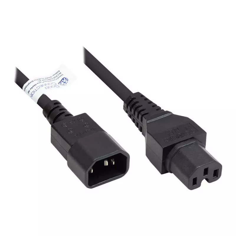 Good Connections IEC prietaiso karščio būsenos prietaisas C14 į C15 juodas 3 m