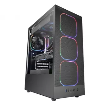 PC korpusas TACENS MARS MC‑NEBULA Midi Tower su grūdintu stiklu, keturiais 120 mm aRGB ventiliatoriais, palaiko ATX, GPU iki 30,2 cm