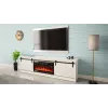 TV spintelė su elektriniu židiniu Cama Meble GRANERO model RTV GRANERO + KOM B/B, 200x56.7x35 cm, balta/baltas blizgesys, 2 durys, 2 lentynos, MDF/drožlių plokštė