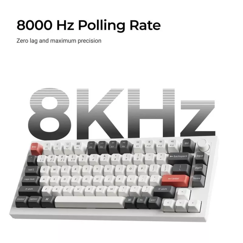 Mechaninė 75% klaviatūra Keychron Q1 Ultra 8K — USB + RF belaidė + Bluetooth, RGB, juoda
