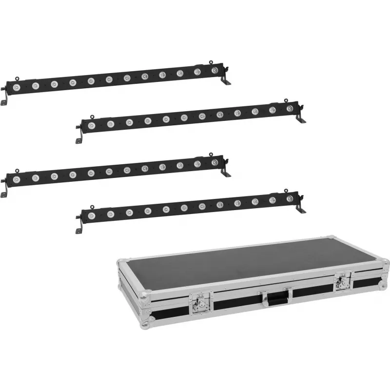 LED juostų rinkinys EUROLITE 4x LED BAR-12 QCL RGBW su transportavimo dėklu