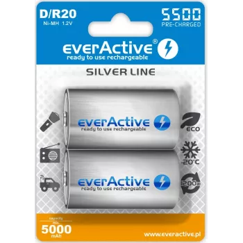 Įkraunama baterija everActive EVHRL20-5500 D NiMH 1.2V 5500mAh, pakuotėje 2 vnt.