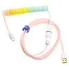 Ducky Premicord Cotton Candy suvyniotas laidas, USB Type-C į Type-A - 1.8m