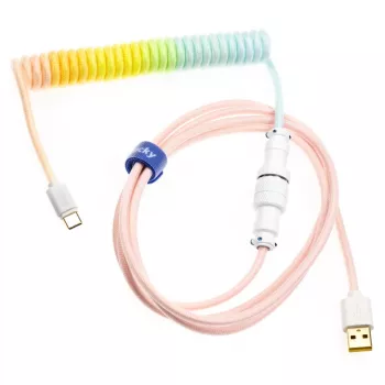 Ducky Premicord Cotton Candy suvyniotas laidas, USB Type-C į Type-A - 1.8m