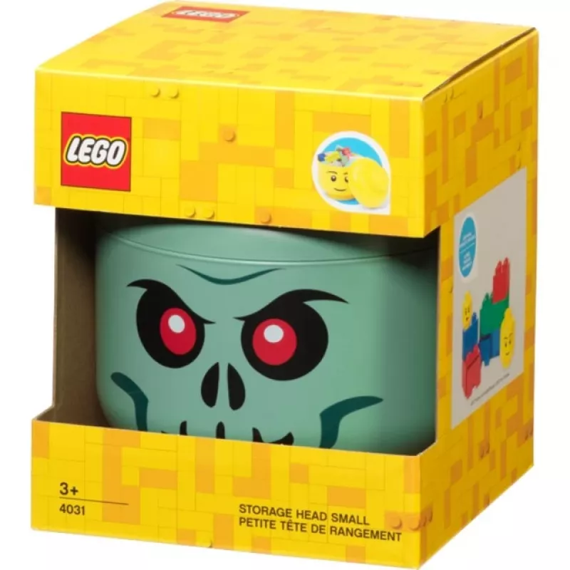 Room Copenhagen LEGO Head Skeleton maža laikymo dėžutė, žalia/juoda
