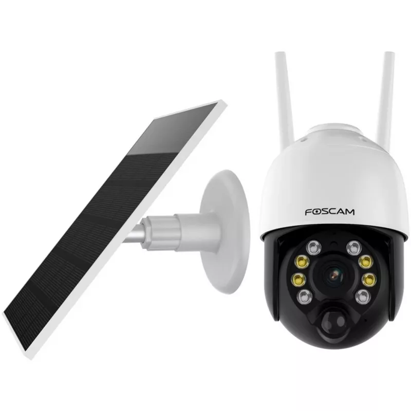 IP stebėjimo kamera Foscam B4 Dome 4 MP (2560×1440), Wi‑Fi 2,4 GHz, IP65, Saulės + baterija 5000 mAh, 355° pasukimas, 90° pakreipimas