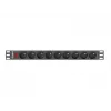 Maitinimo paskirstymo įrenginys LANBERG PDU-09E-0300-BK — 9x E tipo lizdai, 16 A, 220–250 V, 3 m laidas, 1U stovas, 19 colių