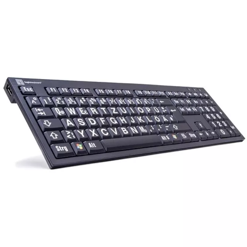 Klaviatūra Logickeyboard XL Print USB QWERTZ vokiška juoda