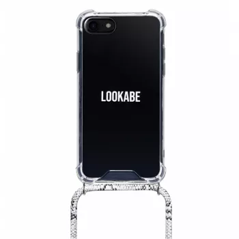 Necklace case Lookabe Snake Edition, skirtas iPhone 7/8, sidabrinis, apsauginis pakabučio stiliaus dėklas su virvele
