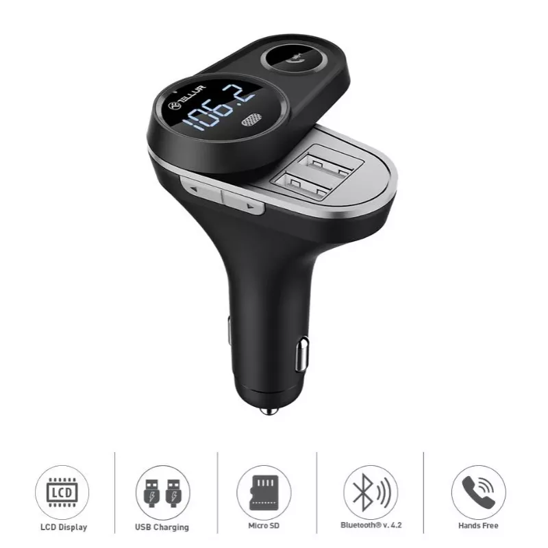 FM siųstuvas Tellur FMT-B5 USB 3.0 5 prievadų, modelis FMT-B5, juodas