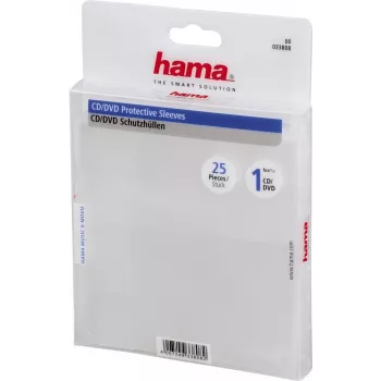 Hama apsauginės CD/DVD rankovėlės, pakuotėje 25 vnt. 25 diskams, permatomos