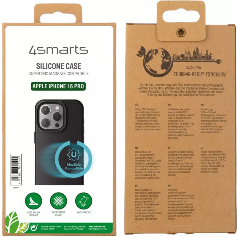 Dėklas 4smarts iPhone 16 Pro 16 cm (6,3 col.) juodas