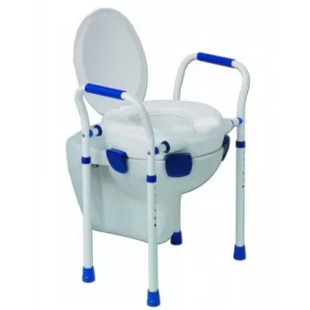 Tualeto sėdynės uždangalas Aston Clipper VII 500431 — reguliuojama medicininė tualeto sėdynė, polipropilenas, aliuminio/plieno rėmas, vidinė anga 25×21 cm