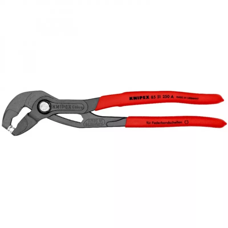 Knipex spyruoklinės juostos apkabos replės, visas ilgis 250 mm, maks. apkabos skersmuo 70 mm, nustatymai 25