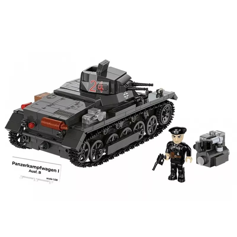 Statybinis rinkinys Cobi Panzer I Ausf. B – 654 detalės, detalus tanko modelio rinkinys