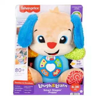 Interaktyvus mokomasis žaislas MATTEL Fisher-Price Learn & Laugh Puppy JFD27 — šviesos, garsai, mygtukai ankstyvajam mokymuisi