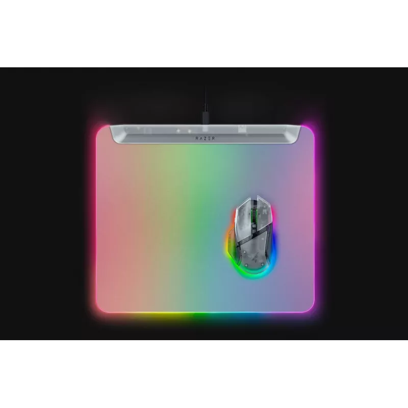 Žaidimų pelės kilimėlis Razer Firefly V2 Pro White — RGB apšviestas, maitinamas USB, neslystanti bazė