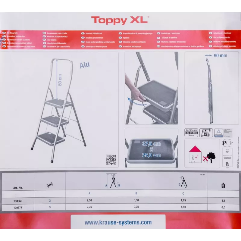 Krause sulankstomos pakopos Toppy XL sidabrinė