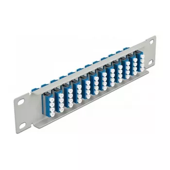 Fiber Optic Patch Panel DeLOCK 10 inch 12 Port LC Quad blue 1U Pilka