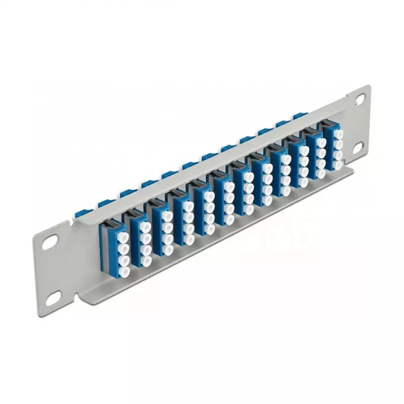 Fiber Optic Patch Panel DeLOCK 10 inch 12 Port LC Quad blue 1U Pilka