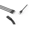 USB 3-in-1 įkrovimo/duomenų kabelis Devia Kintone Series — Lightning, Micro-USB, USB-C, 1,2 m, juodas