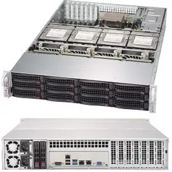 Super Micro Supermicro SC829 HE1C4-R1K02LPB - stovo korpusas - montuojamas į stovą - 2U - patobulintas, išplėstas ATX - SATA/SAS - karšto keitimo 1000 W - juodas (CSE-829HE1C4-R1K02LPB)