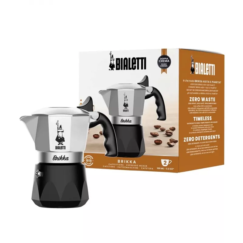 Bialetti Brikka Moka puodas 0,1 L Juodas, Nerūdijantis plienas