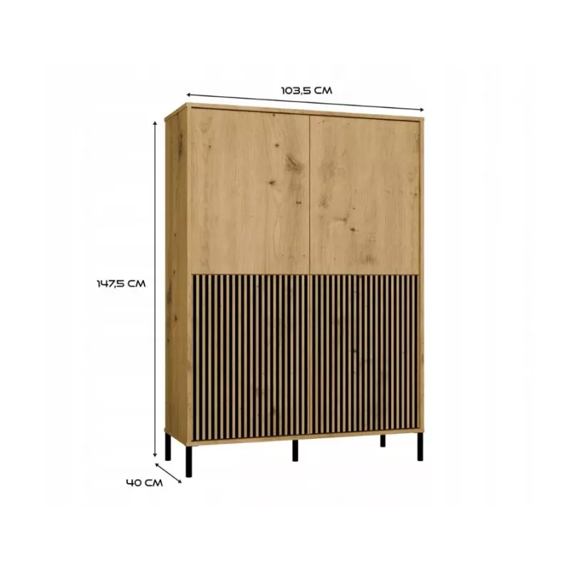 KAMARO 4DK plonas/GŁ ąžuolas ARTISAN DISPLAY CABINET