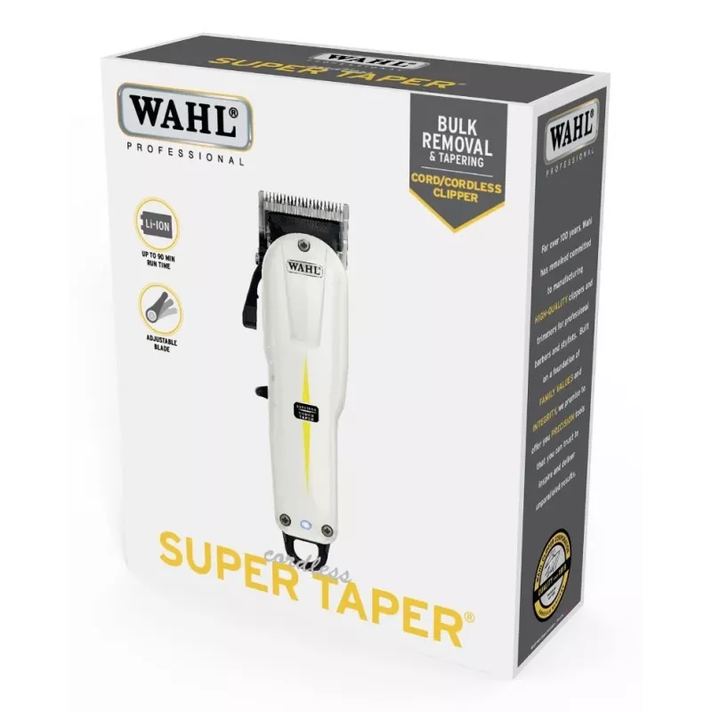 WAHL belaidis Super Taper juodas, baltas ličio jonų (Li-Ion)