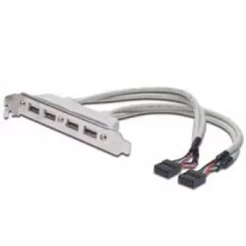 Lizdo laikiklio kabelis USB 2.0 HighSpeed Type 2xIDC (5pin)/4xUSB A M/F pilkas 0,25 m