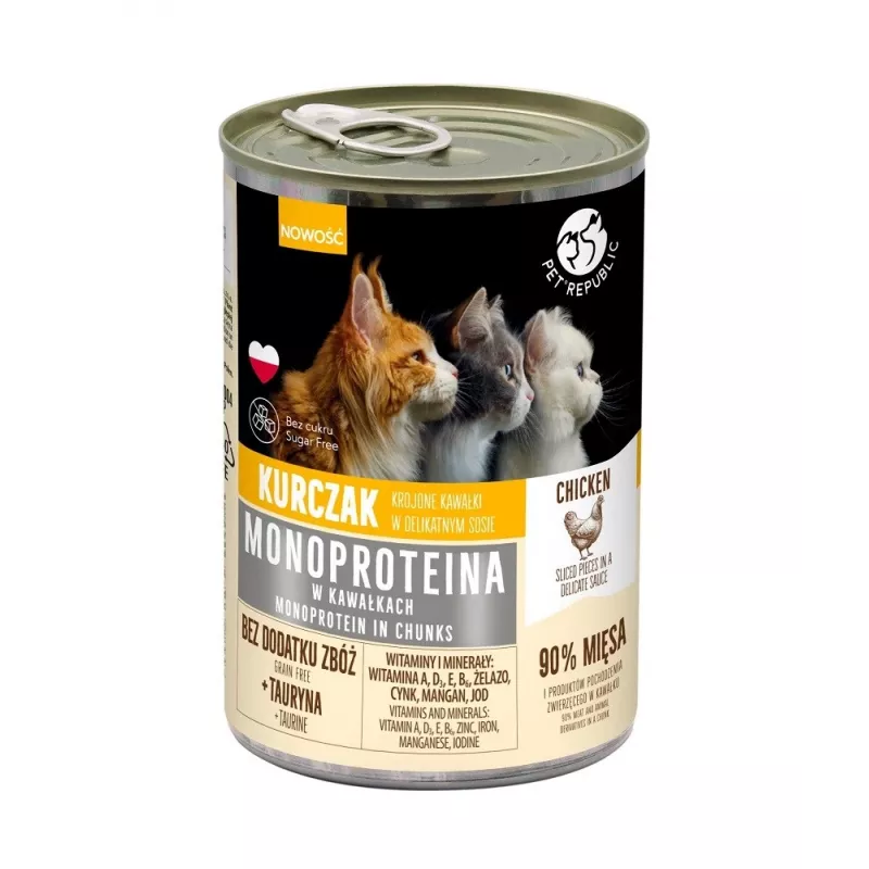 Šlapias kačių maistas PetRepublic Monoprotein Vištiena padaže 400 g
