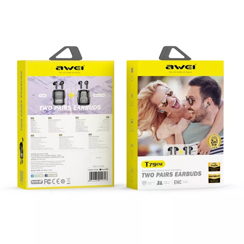 Bluetooth ausinės 5.3 TWS T79 ENC dvigubos