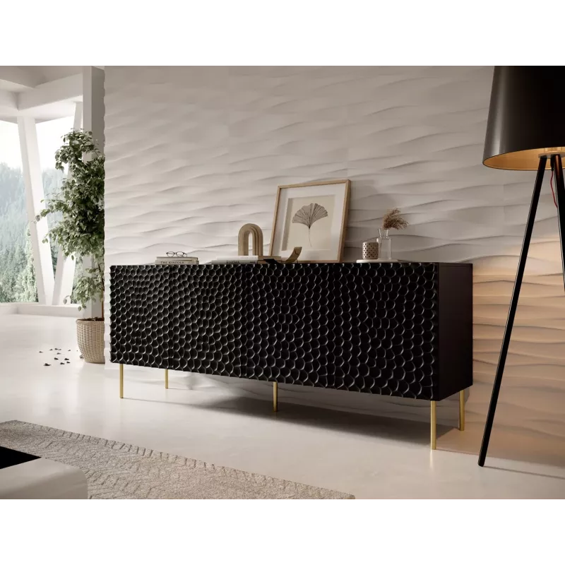 HOLE komoda 190x40,5x74,5 cm matinė juoda