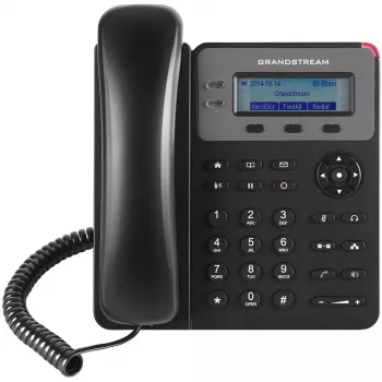 DECT telefonas Grandstream GXP1610 — juodas, LCD 132×48 px, ausinės (RJ-9), 1 ragelis, telefonų knyga 500, garsiakalbis