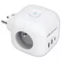 Maitinimo lizdų blokas QOLTEC 52548 su 3×AC lizdais ir USB prievadu