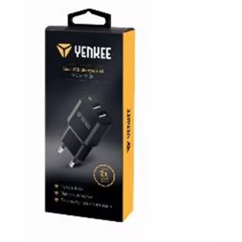 Įkroviklis YENKEE YAC 2024BK – sieninis įkroviklis, 2× USB-A prievadai, bendra 12W (2,4A vienam prievadui)