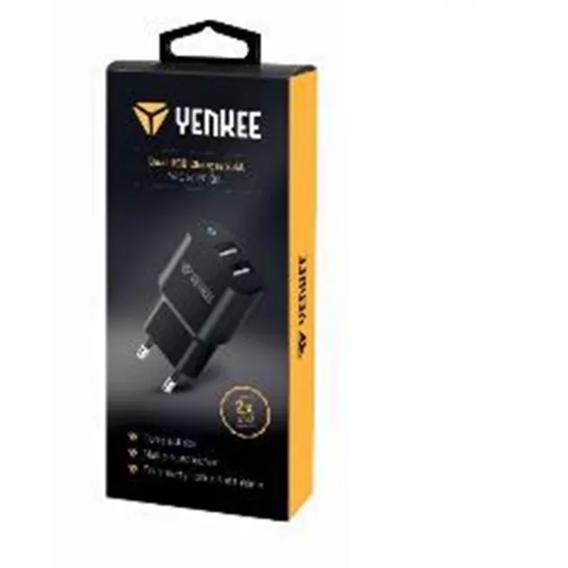 Įkroviklis YENKEE YAC 2024BK – sieninis įkroviklis, 2× USB-A prievadai, bendra 12W (2,4A vienam prievadui)