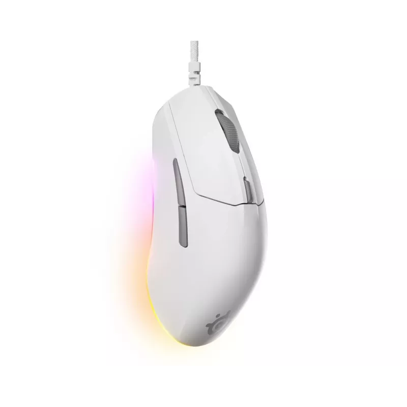 Žaidimų pelė STEELSERIES Rival 3 Gen 2 — optinė, 8500 DPI, laidinė USB Type-A, dešiniarankė, balta, 77 g