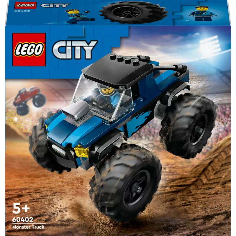 Konstruktorius LEGO City 60402 Mėlynas monstriškasis sunkvežimis su didelėmis padangomis, 148 dalys, 1 minifigūrėlė, amžius 5+